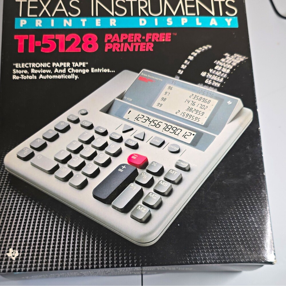 Texas Instruments TI-5128 Desktop Printing Calculator, LCD Display, Paper-Free